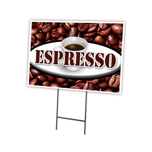 Espresso Yard Sign & Stake outdoor plastic coroplast window, C-1216 Espresso